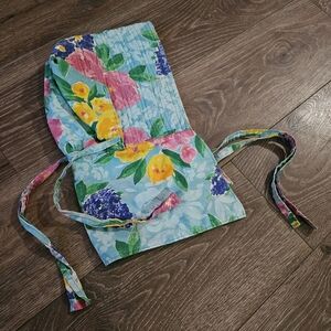 80's / 90's Handmade Floral Bonnet Bright Multicolor Gardening Outdoors Hiking